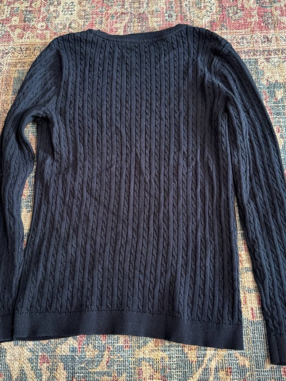 Tommy Hilfiger Navy Cable-Knit Crewneck Sweater - Women's - Picture 3 of 3